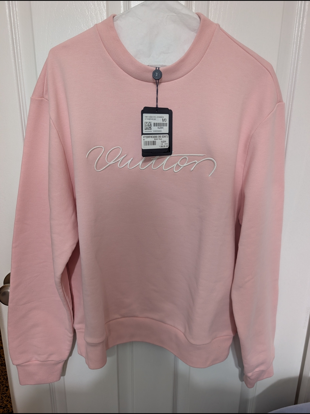 Louis Vuitton Pink Crewneck Sweater with Script Logo